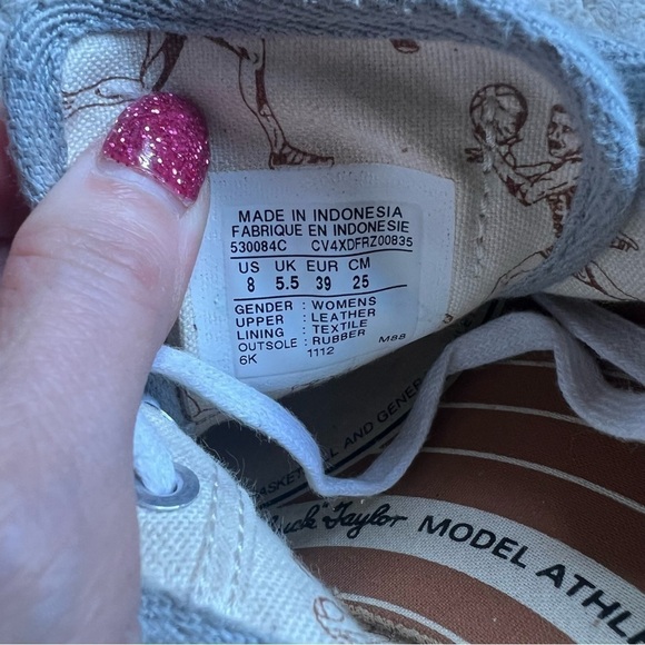 Converse: Women's All Star Gray Polka Dot Suede Lace Up Classic Sneakers Size 8 - Picture 9 of 11